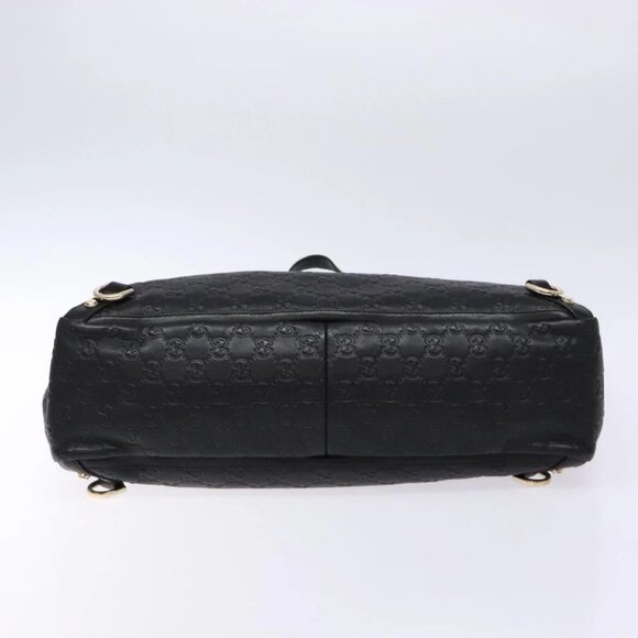GUCCI GG Canvas Guccissima Tote Bag Leather Black Gold - Picture 4 of 15
